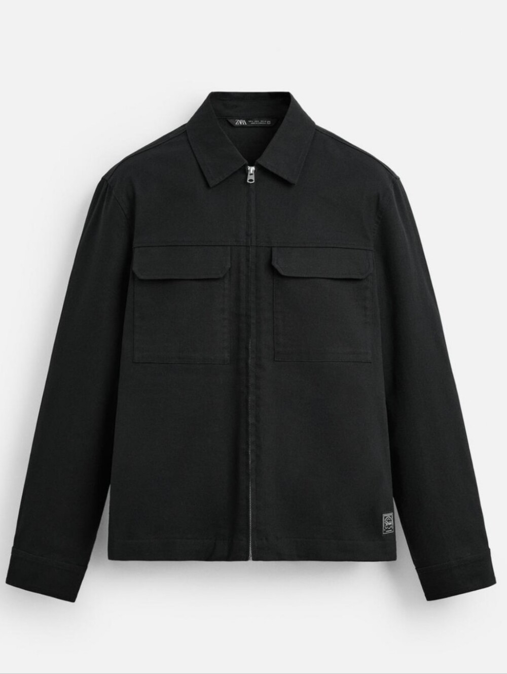 Zara Men Black Zip-Up Shirt Jacket